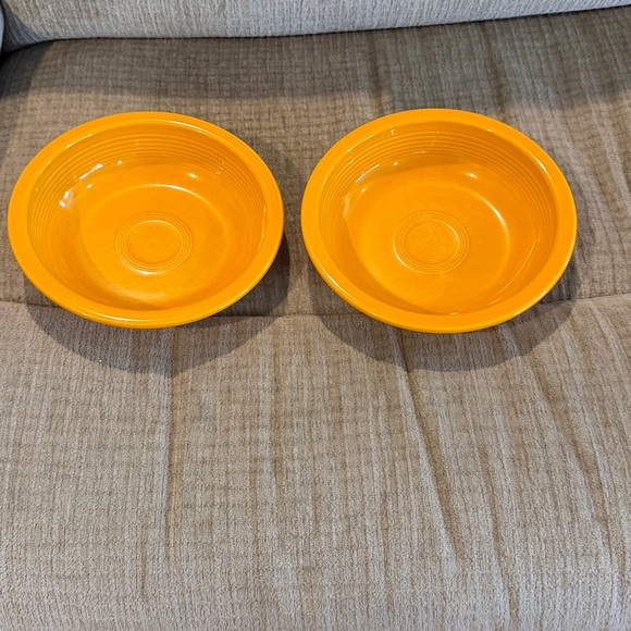 Fiestaware Vibrant Orange Ceramic Bowls unique size 7 inches set of two - Picture 1 of 8